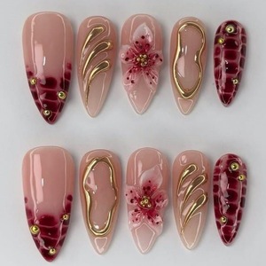 <span class=keywords><strong>Uñas</strong></span> Postizas al por Mayor, Forma de Almendra, Estilo Ciber Gótico, Plateadas Cromadas, para Fiesta, Reutilizables, <span class=keywords><strong>Uñas</strong></span> Artificiales, Gran Venta - Product Image 1