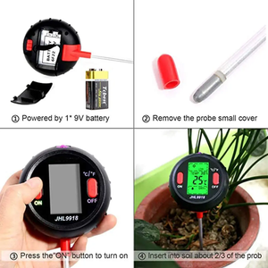 5 में 1 मिट्टी परीक्षण मीटर डिजिटल मिट्टी नमी पीएच. तापमान प्रकाश टेस्टर एलसीडी - Product Image 4