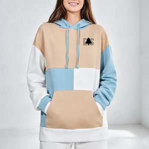 Sudadera con Capucha de Algodón Pesado 100% French Terry para Mujer, Estilo Urbano, Hombro Caído, Unisex, Bloques de Color Personalizados, Venta al por Mayor - Product Image 3
