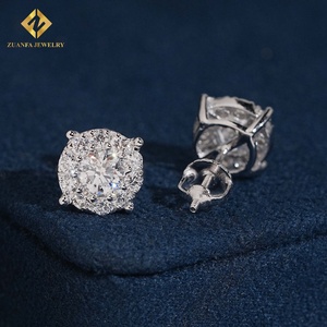 Classic Fashion Popular 8.8mm Round Stone <b>Stud</b> <b>Earrings</b> Lab Grown Diamond 925 <b>Silver</b> Plated Round <b>Stud</b> <b>Earrings</b> Screw Back - Product Image 5