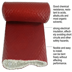 Manchon <span class=keywords><strong>de</strong></span> câble résistant à la chaleur et ignifuge, revêtement en caoutchouc silicone, manchon ignifuge sans alcali, manchon en fibre <span class=keywords><strong>de</strong></span> verre silicone tressé ignifuge - Product Image 5