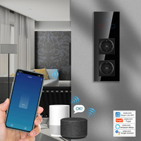 Interruptor y Enchufe Inteligente WiFi de Pared con Pantalla Táctil Negra, Estándar Europeo 86, Alemán y Francés, Módulo de Funciones Combinadas
