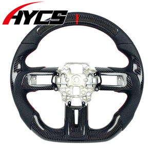 Volant sport en fibre de carbone haut de gamme personnalisé pour <span class=keywords><strong>Ford</strong></span> Shelby <span class=keywords><strong>V8</strong></span> Super Snake Mach1 Mustang S550 GT350 GT500 Coupé 2015-2023 - Product Image 1