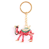 Nouveau Porte-clés Pendentif en Alliage de Zinc, Thème Ethnique Transfrontalier, Glacé Diamant, Couleur Chameau du Désert, Souvenir, Polyvalent, Petit Cadeau