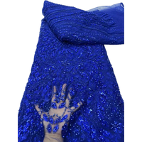 NI.AI bleu royal perlé séquence Net dentelle mariée perle maille dentelle tissu africain Tulle Net pour les femmes robes de mariée