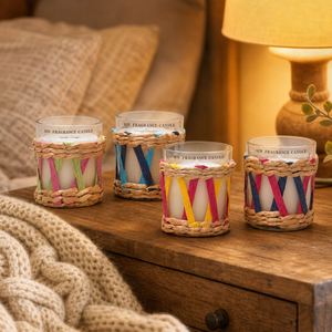 Bougie parfumée en verre tressé bohème MW, bougie artistique colorée pour la décoration de la maison - Product Image 2