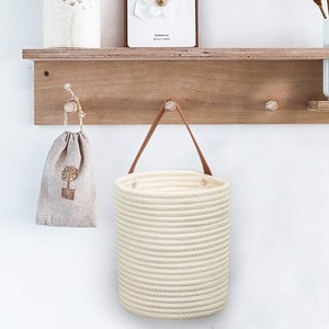 Hanging <b>Basket</b> Cotton Woven Wall Planter Round <b>Small</b> 16x18 Large 18x20 Handmade For Artificial Flowers Decor - Product Image 2