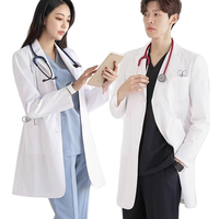 Veste de gommage d'hôpital à manches longues personnalisée avec conception personnalisée Veste de médecin blanche Blouse de laboratoire médical pour femmes