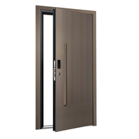 Porte d'entrée de sécurité en alliage d'aluminium brun, moderne, à nervures, pour appartement, villa, hôtel