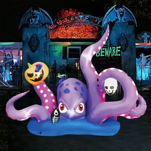 12ft khổng lồ bạch tuộc màu <span class=keywords><strong>t</strong></span>ím dính bí ngô với ánh sáng LED thổi lên inflatables Halloween inflatables trang trí - Product Image 3