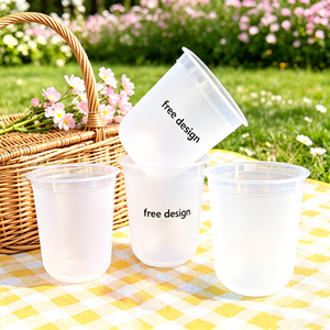 Gobelets jetables transparents pour boissons froides, avec impression de logo, pour fêtes et événements, avec couvercles dôme, 8oz, 10oz, 24oz, 350ml, 400ml, pour mariage et événements. - Product Image 1