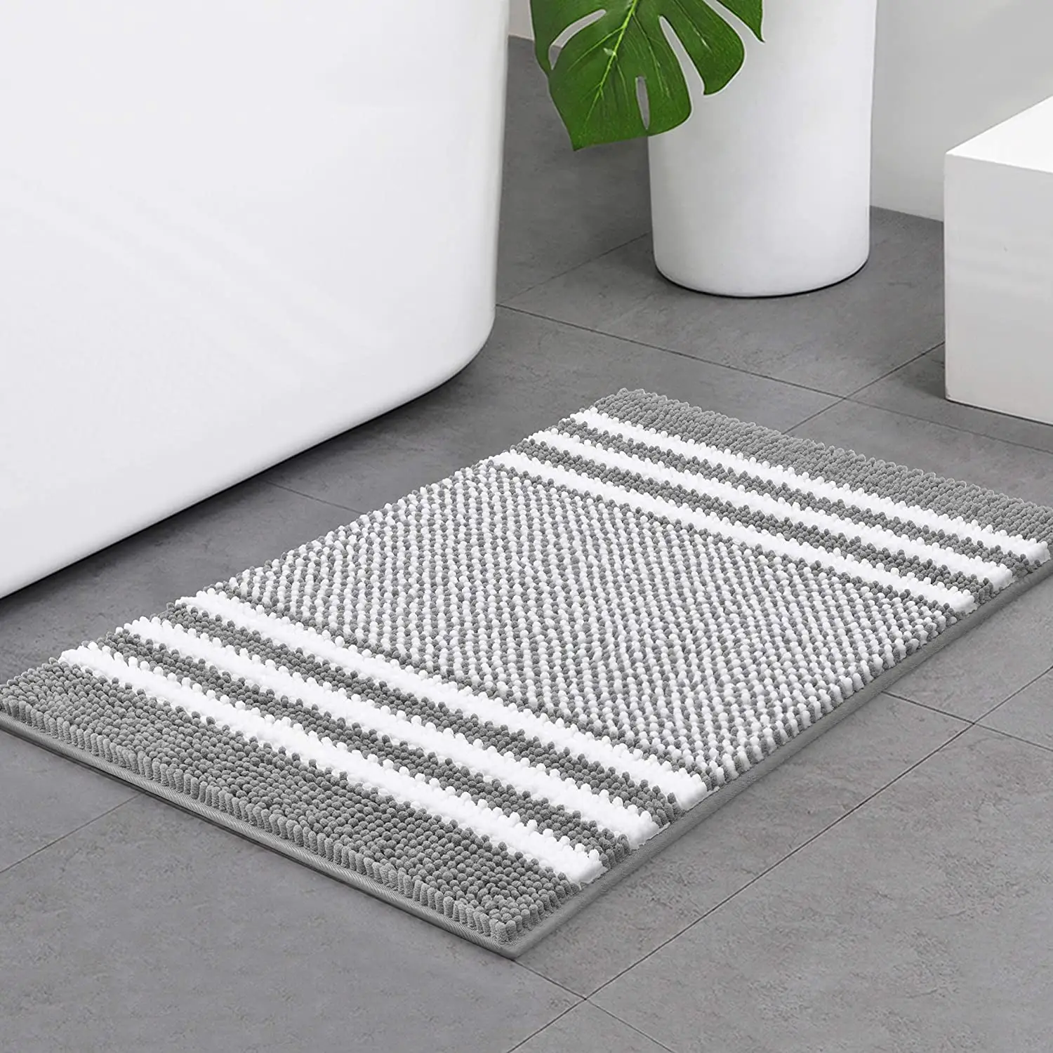 Thảm Phòng Tắm Mat Sọc Lớn Vòng Chenille Thêm Mềm Và Thấm Nước Microfiber Chống Trượt Sang Trọng Thảm Tắm Xù Xì Thảm