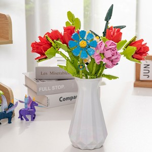 Bộ hoa lắp ghép tương thích Lego, hạt nhỏ, tự làm, trang trí hoa, lắp ráp tại nhà, chất liệu ABS, quà tặng Ngày của Mẹ, Lễ tốt nghiệp - Product Image 4