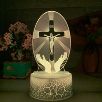 Lampe de nuit en forme de croix de Jésus, cadeau d'éclairage 3D en forme de Jésus chrétien, lampe de table à LED avec charge USB pour la décoration de la pièce