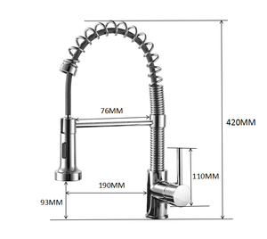 Single Handle Pull Out Sprayer Kitchen Tap Faucets Hot and Cold Water Pull <b>Down</b> Spring Kitchen Mixer AT9804 Kitchen Mixer - Product Image 6