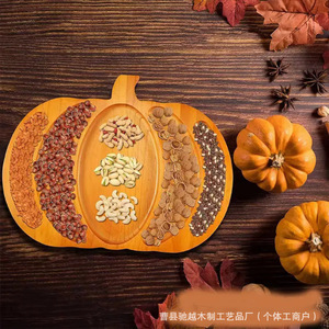 Plateau à bonbons d'Halloween en bambou, assiette à collations en forme de citrouille, assiette à dessert, assiette à fruits, assiette à fromage compartimentée - Product Image 2