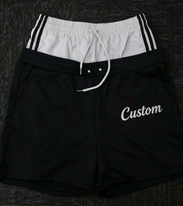 Custom Logo 320G Heavyweight Double <b>Layer</b> Waist Shorts Vintage Streetwear Patchwork Shorts - Product Image 1