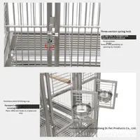 Cage à oiseaux surdimensionnée en acier inoxydable 304 pour perroquets de grande race, motif uni, fermeture à bouton, écologique, pour utilisation en direct, emballage en caisse