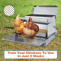Mangeoire automatique pour poulets JH-Mech, capacité de 6 à 12 poulets, alimentation jusqu'à 10 jours, avec couvercle et protection latérale, en acier galvanisé, à pédale.