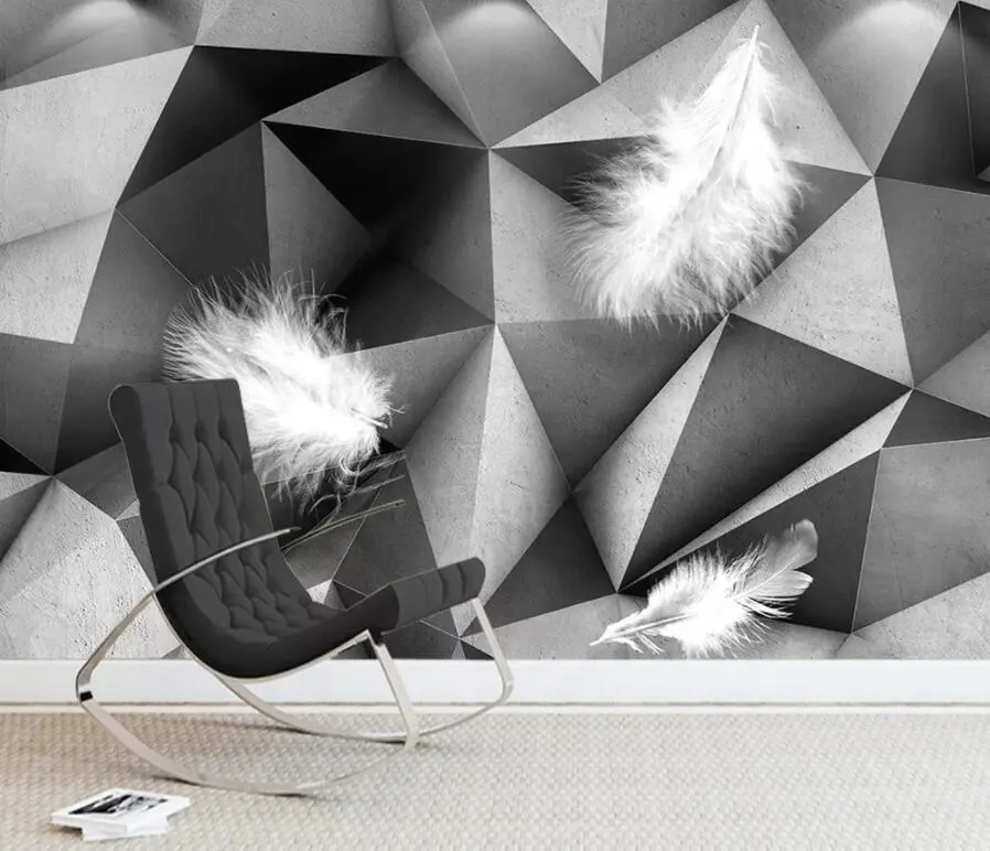 ZHIHAI الحديثة الحد الأدنى جو رمادي أبيض 3D هندسية ريشة أريكة التلفزيون حائط الخلفية