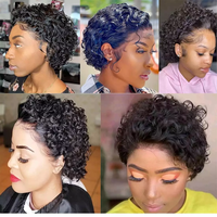 Prix Abordable Courtes Perruques Pixie avec Closure Dentelle HD 13x1, Perruques Frontales Péruviennes Originales, Perruques Bréziliennes en Cheveux Humains et Logo