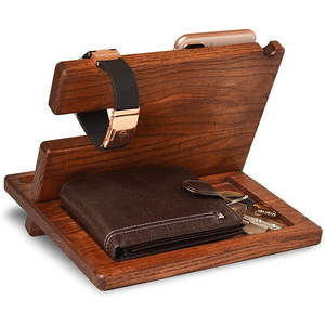 Wooden <b>Desk</b> Stand Walnut <b>Wood</b> Multi Functional Key Wallet Holder <b>Solid</b> <b>Wood</b> Storage Office Desktop Organizer - Product Image 1