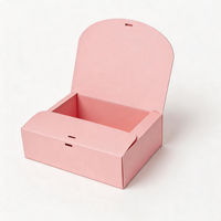 Boîte cadeau pliable en carton rose avec logo personnalisé et fermeture à ruban, emballage vide pour bougies, savons, cadeaux de mariage, pâtisseries