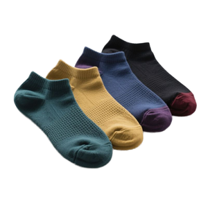 Chaussettes courtes en coton pour hommes, couleur unie, respirantes, fines, tricotées, pour usage quotidien, style été, haute qualité, logo personnalisé - Product Image 1