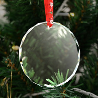 Edle Kristall-Weihnachtsdekoration Runde Hängende Baumdekoration für Feiertage Geschenk Individuell Gravierter Anhänger Großhandel
