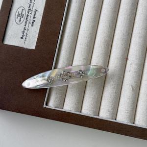 Pince à cheveux vintage en acétate avec strass, pince latérale ovale pour frange, accessoires capillaires rétro - Product Image 5