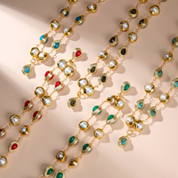 Collier ras du cou vintage doré texturé avec perles et pierres en forme de goutte, incrusté de perles, avec pendentif, style bohème, cadeau de mariage pour femme
