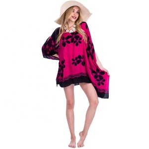 Vestido Poncho de Playa para Verano, Estampado Floral, Informal, Traje de Baño, Ropa de Playa - Product Image 6