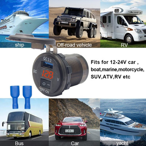 A73 단일 USB 포트 배터리 전압계 ON/OFF 스위치 QC3.0 호환 오토바이 용 12-24V DC 차량용 충전기 차량 자동차 - Product Image 5