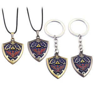 Alta calidad <span class=keywords><strong>Legend</strong></span> <span class=keywords><strong>of</strong></span> <span class=keywords><strong>Zelda</strong></span> llavero juego joyería escudo Metal llavero COLLAR COLGANTE - Product Image 1