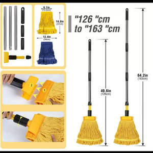 Mango de acero inoxidable giratorio Lavable a <span class=keywords><strong>mano</strong></span> escalable, fregona doméstica ecológica, cubierta de tela para cabeza de fregona reemplazable antigua - Product Image 3