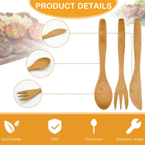 Nhà máy trực tiếp xách tay phân hủy sinh học tre thiết lập dao kéo-Bao gồm dao muỗng nĩa bền vững và thân thiện với môi - Product Image 3