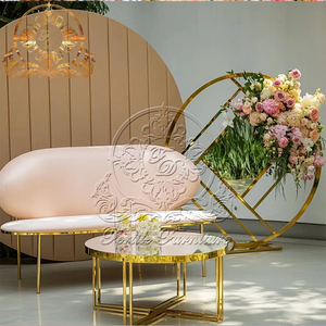 Bride and Groom <b>Gold</b> Lover Seater Stainless Steel Royal White Velvet Wedding <b>Sofa</b> - Product Image 5