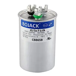 Condensador de arranque circular para funcionamiento de motor, arranque o condensador de ventilador, 45 + 5 uF 45/5 M370 V/44040C C 65 65 65 UAL-run