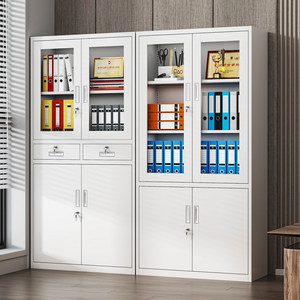 Armoire de classement en acier multi-types avec porte vitrée, meuble de rangement de bureau en fer, armoire de bureau en acier avec 4 étagères réglables - Product Image 2