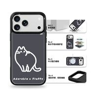 Coque de téléphone AG Feeling Black Edge avec motif chat et ligne dorée pour iPhone 17, 17 Pro Max, 16 Pro, 15 – Coque magnétique