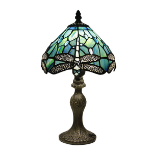 Lámpara de <span class=keywords><strong>Mesa</strong></span> LED LongHuiJing de 8 Pulgadas con Base de Hierro, Estilo Mediterráneo, Cristal de Resina con Diseño de Libélula Vintage, Luz <span class=keywords><strong>Blanca</strong></span> Cálida de 2700K - Product Image 3