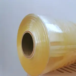 אספקת מפעל גליל ג'מבו 1000m-3000m PVC סרט נצמד תהליך יציקה בדרגת מזון שקוף PVC מתיחה סרט נצמד