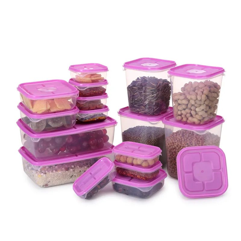 17 Pieces Pack BPA Free Airtight PP Plastic Food Storage Container Set Fridge Crisper Food Storage Box with Lid
