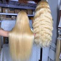 Perruque en cheveux vietnamiens bruts alignés, ombré blond, ondulée, sans colle, avec dentelle HD, vente en gros