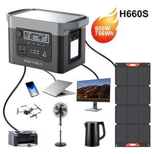 Estación de Energía Portátil de Litio Ternario MPPT 600W 756Wh AC 220V con Panel Solar de Onda Pura, Linterna, para Camping, Hogar y Exteriores, con Encendedor de Cigarrillos - Product Image 1