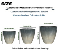 Jardinière décorative à dégradé de couleurs personnalisée, finition aspect céramique, trou de drainage personnalisé, intérieur/extérieur pour hôtel, patio et décoration intérieure