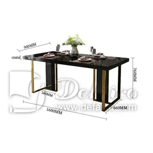 kore mutfak mobilyası Suppliers-Yapay kore İtalyan Dubai siyah dikdörtgen lüks 6 8 10 12 kişilik mermer masa yemek masası setleri