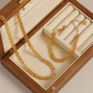 Charitable Factory Merchants 18K Chapado en oro Mariposa Cadena Collar Pulsera Moda Acero inoxidable Conjunto de joyas para mujeres - Product Image 3