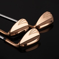Wedge de golf plaqué or finition miroir pour droitier, 52/56/60 degrés, rainures pleines, tête en caoutchouc et acier inoxydable pour hommes/femmes