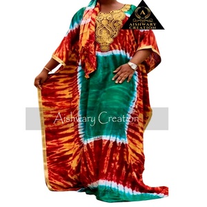Wholesale Tie Dye Kaftans India Apparel Three Quarter Sleeves Neckline Bohemian Kaftans For Women Wear Dresses - Product Image 2